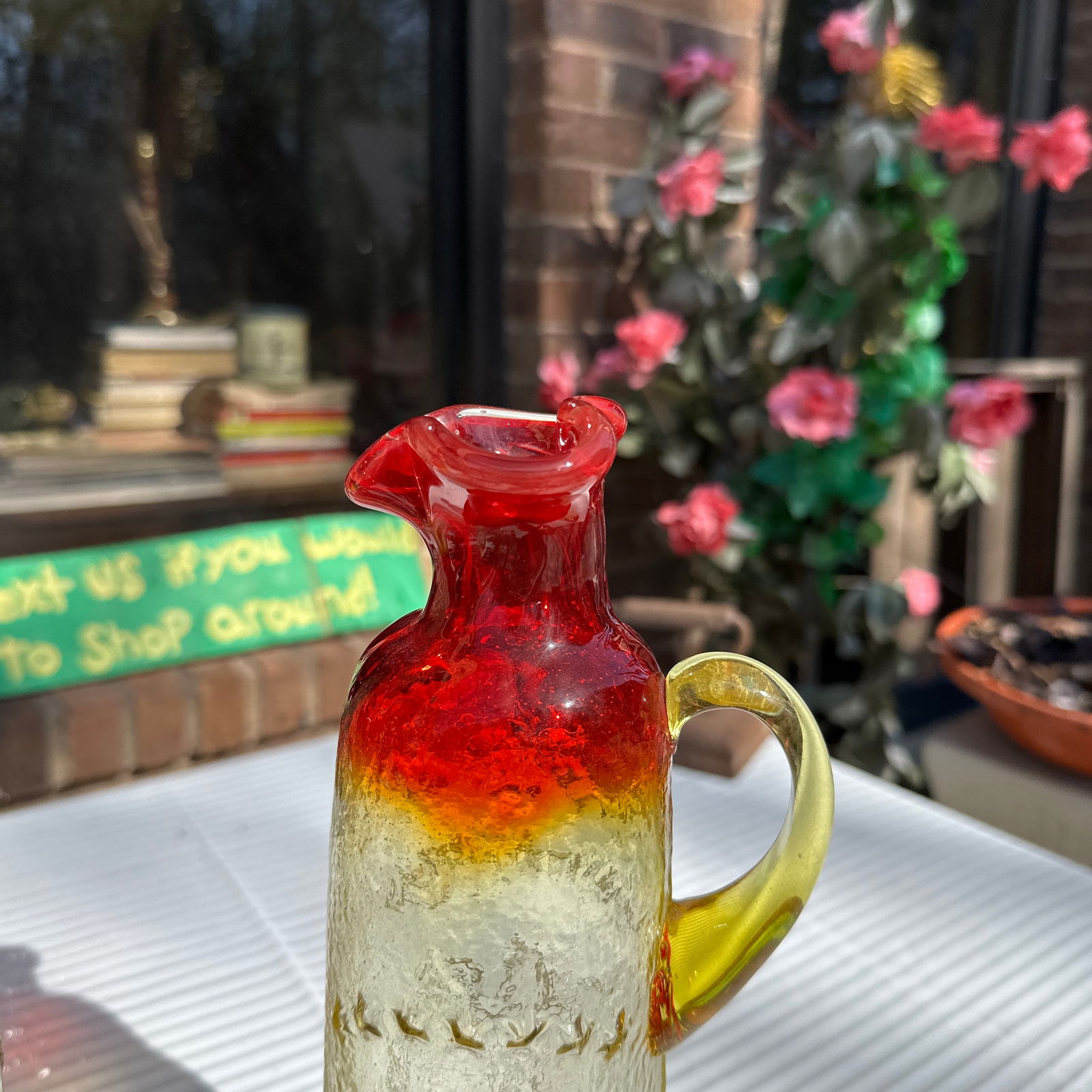 1970s Collection of Red and Yellow Glass Serving Pieces- 6 Pieces - 6