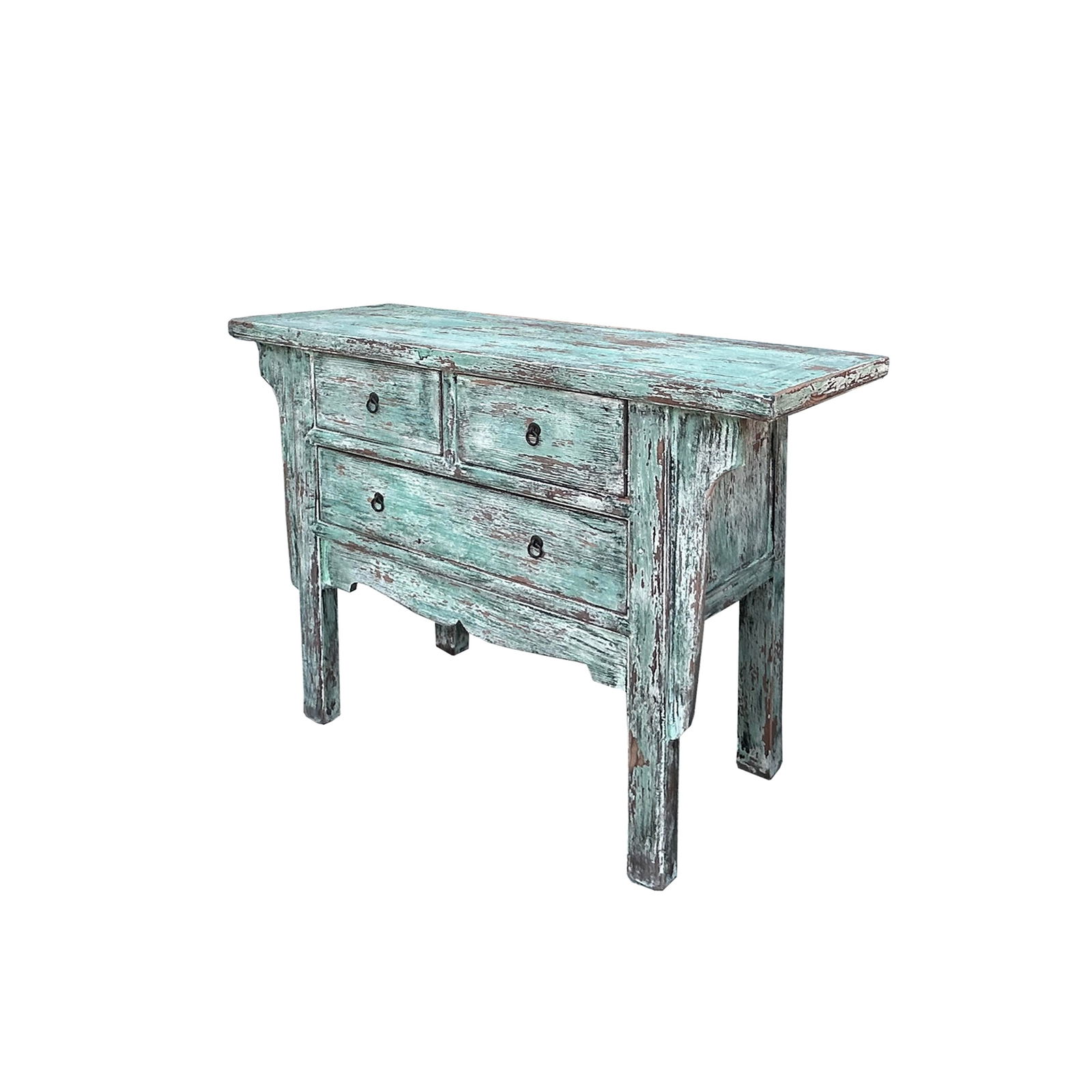 Vintage Distressed Pastel Green Marks Drawers Credenza Side Table Cabinet - 3