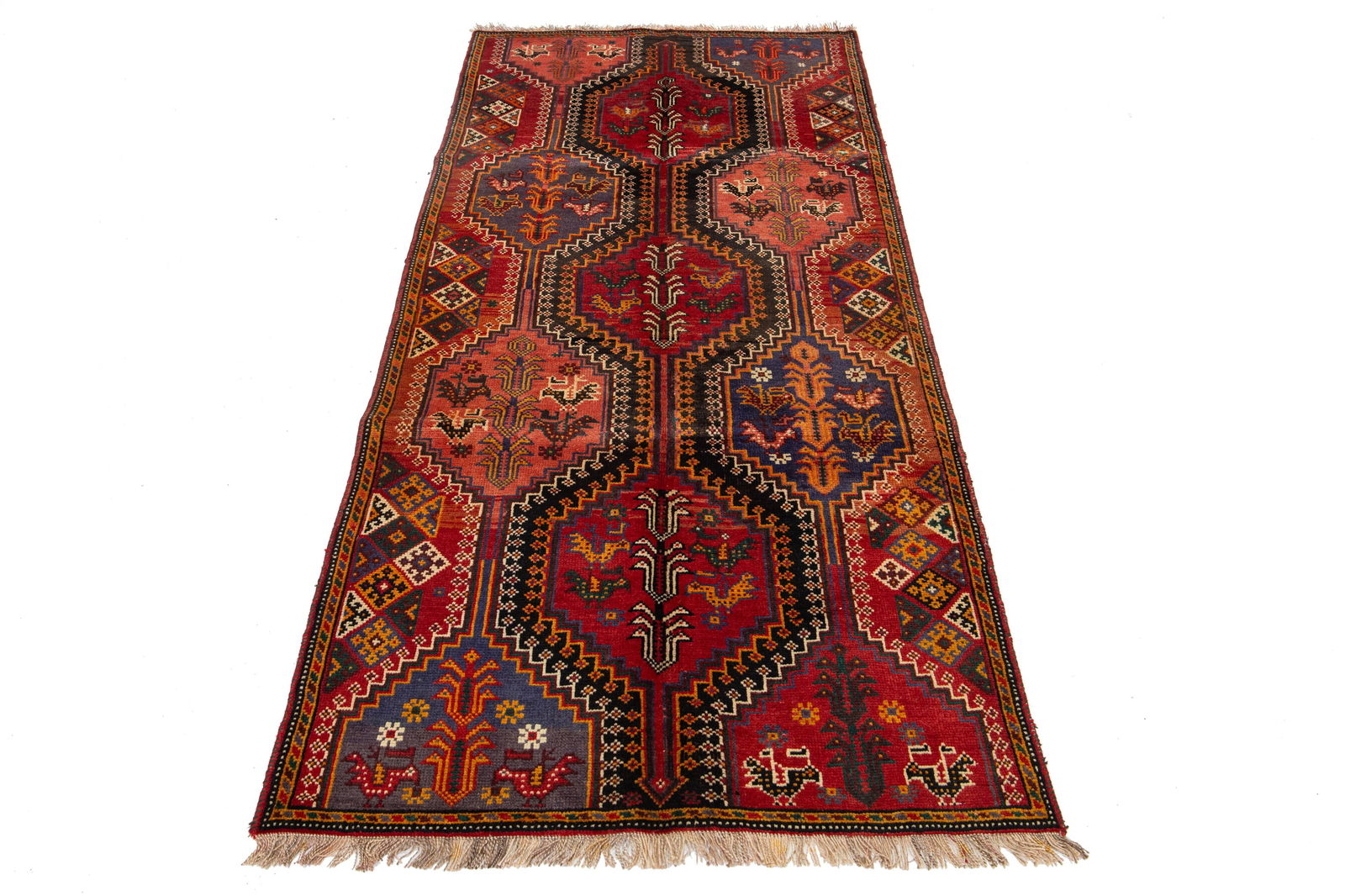 4 X 8 Multicolor Vintage Shiraz Persian Wool Rug With Allover Design - 2