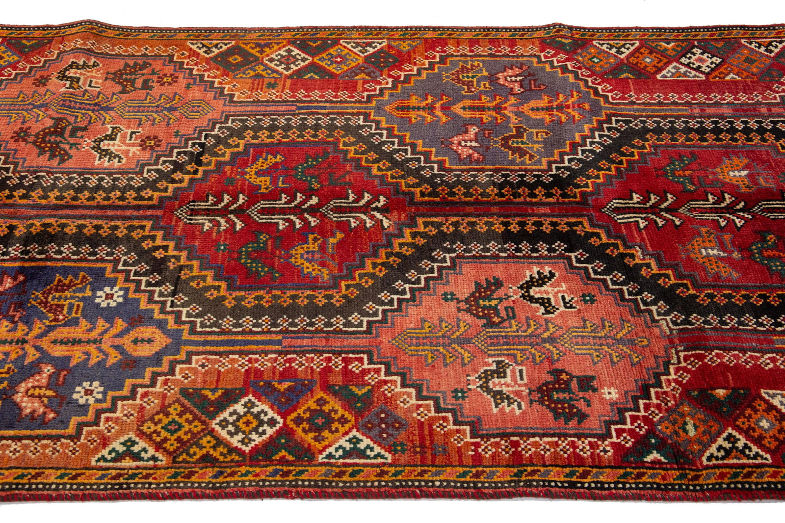 4 X 8 Multicolor Vintage Shiraz Persian Wool Rug With Allover Design - 3