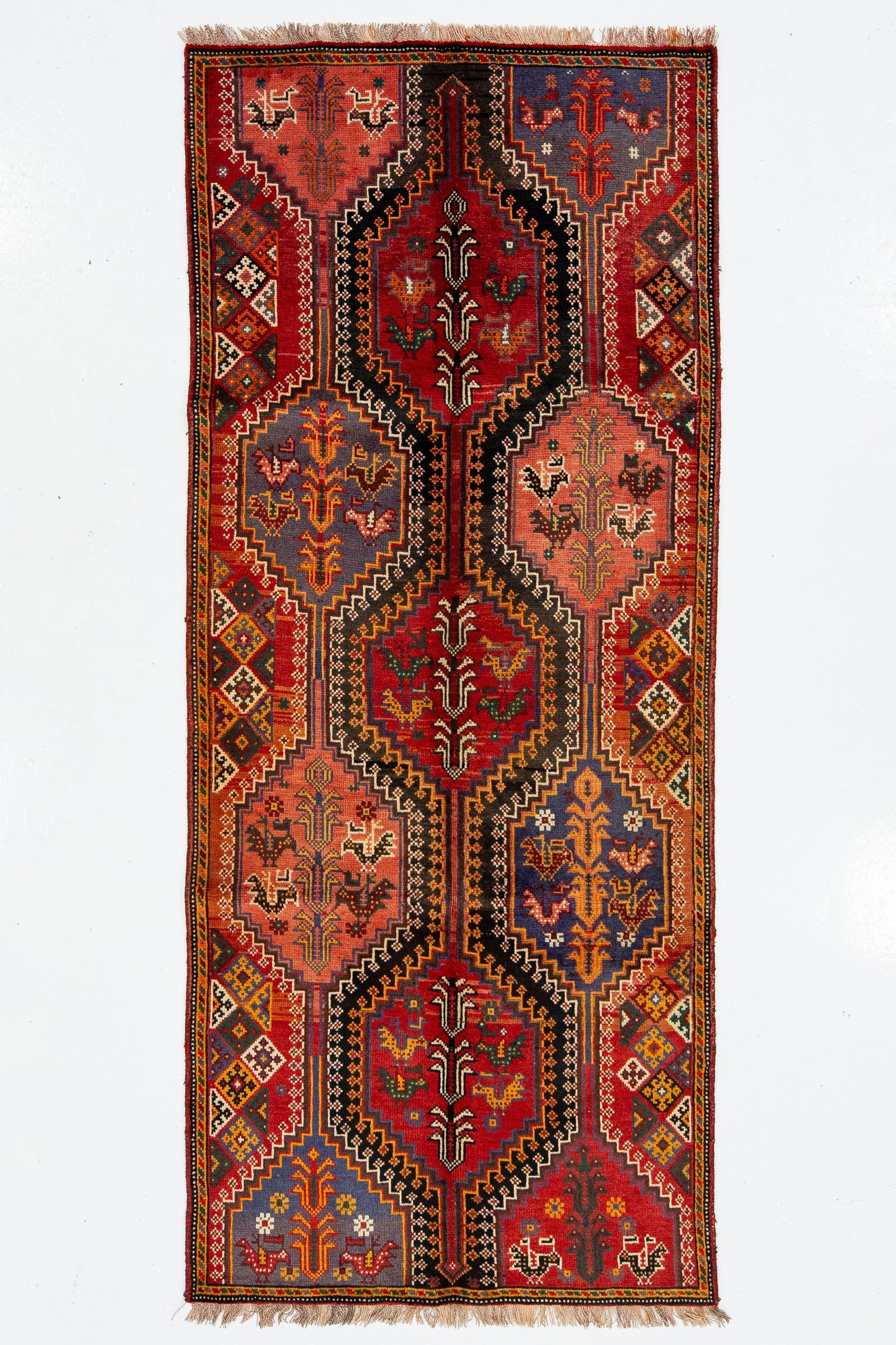 4 X 8 Multicolor Vintage Shiraz Persian Wool Rug With Allover Design - 8