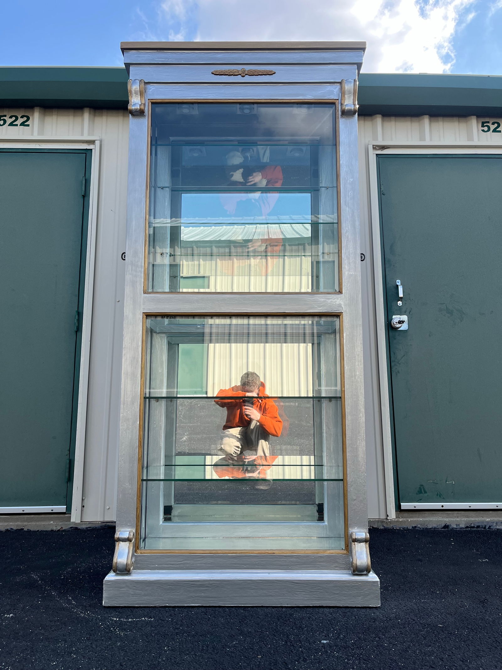 Silver Painted Mirrored 6-Shelf Illuminated Display or Curio Cabinet - 11