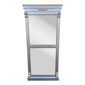 Silver Painted Mirrored 6-Shelf Illuminated Display or Curio Cabinet