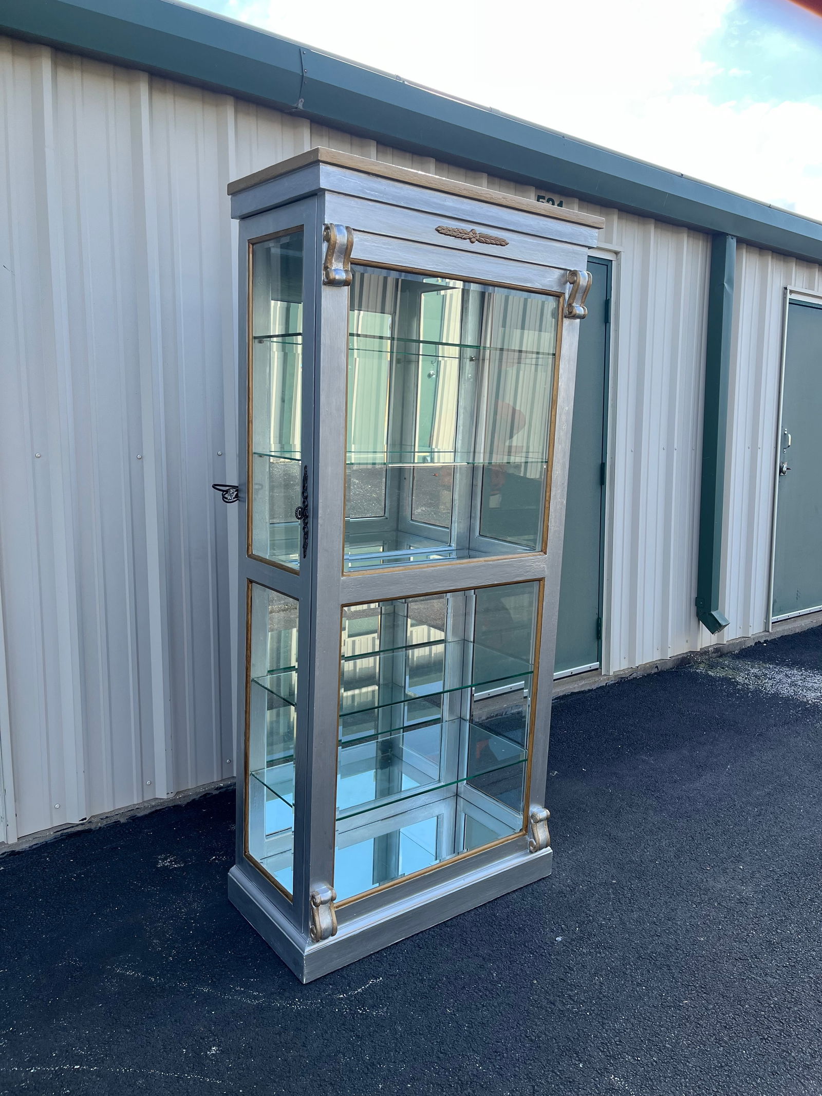 Silver Painted Mirrored 6-Shelf Illuminated Display or Curio Cabinet - 4