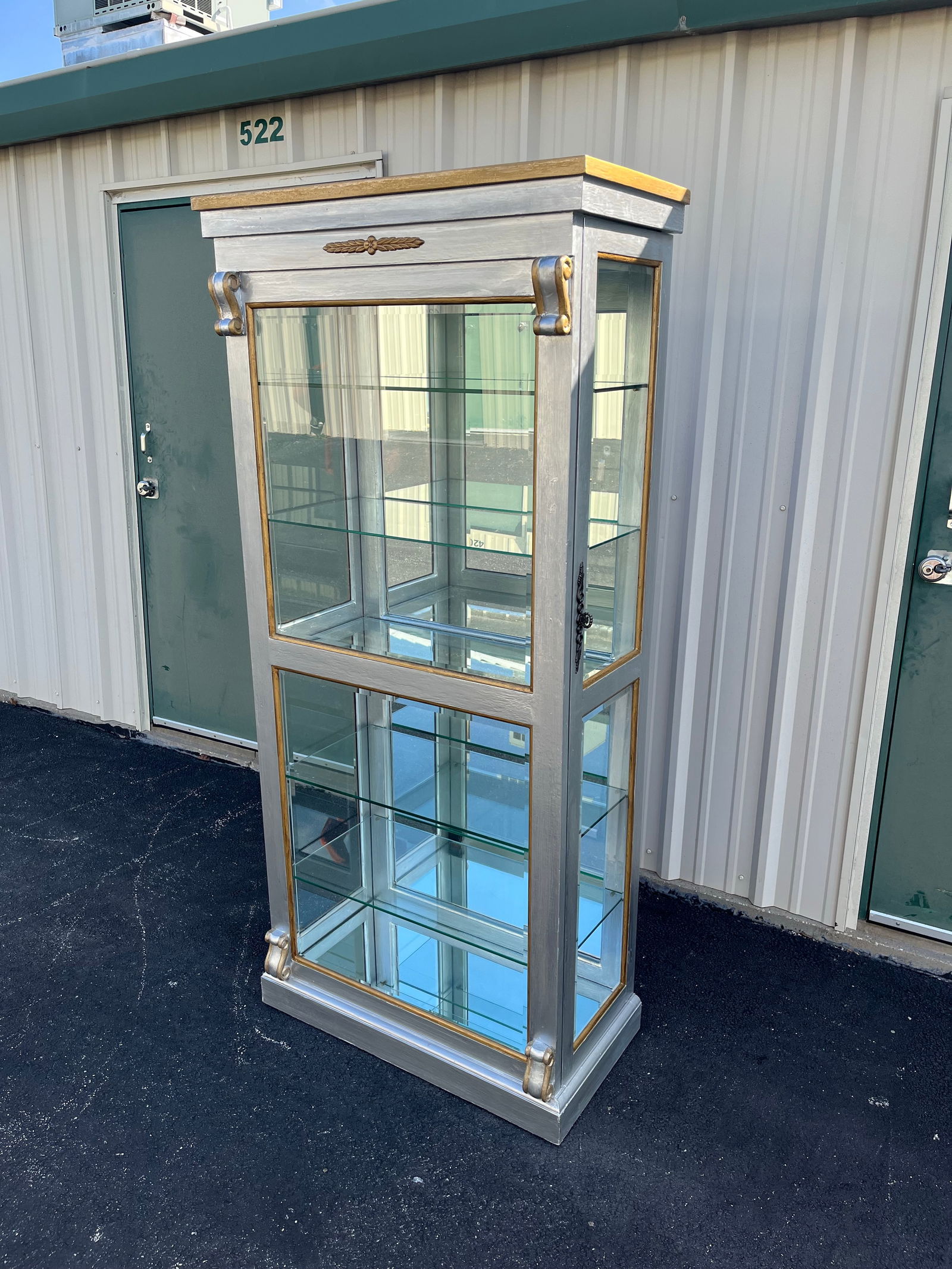 Silver Painted Mirrored 6-Shelf Illuminated Display or Curio Cabinet - 7