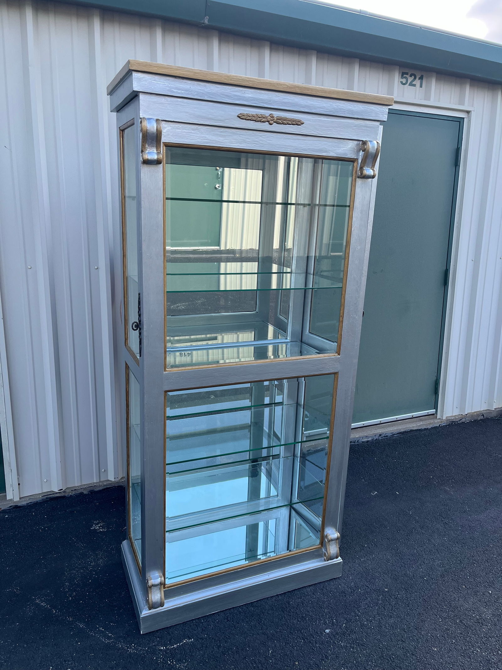 Silver Painted Mirrored 6-Shelf Illuminated Display or Curio Cabinet - 8