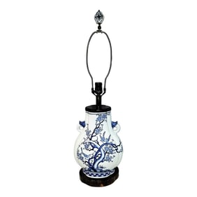 1970s Chinese Ceramic Table Lamp Blue and White