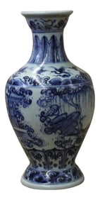 Chinese Blue White Porcelain Precise House Yard Scenery Vase