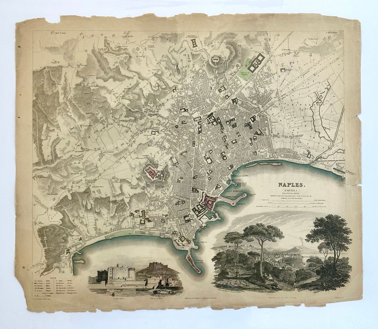 Naples Original Engraving Map by Baldwin, 1835 - 2