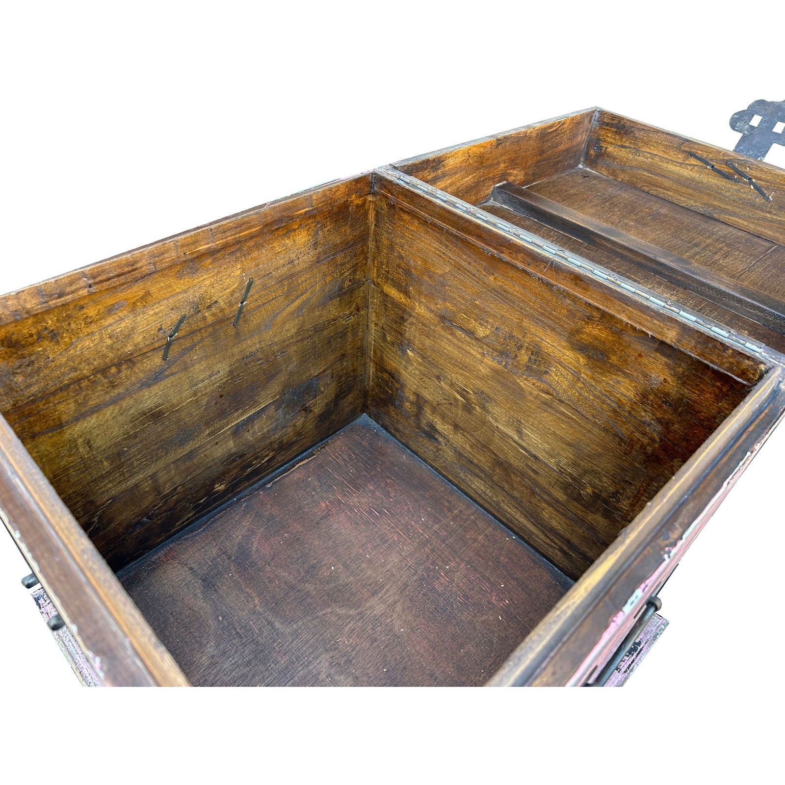 Distressed Pastel Pink Square Moon Face Wood Trunk Box - 5