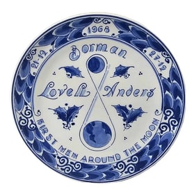 1968 Royal Delft Hand Painted First Men Around the Moon Delft Blue Plate