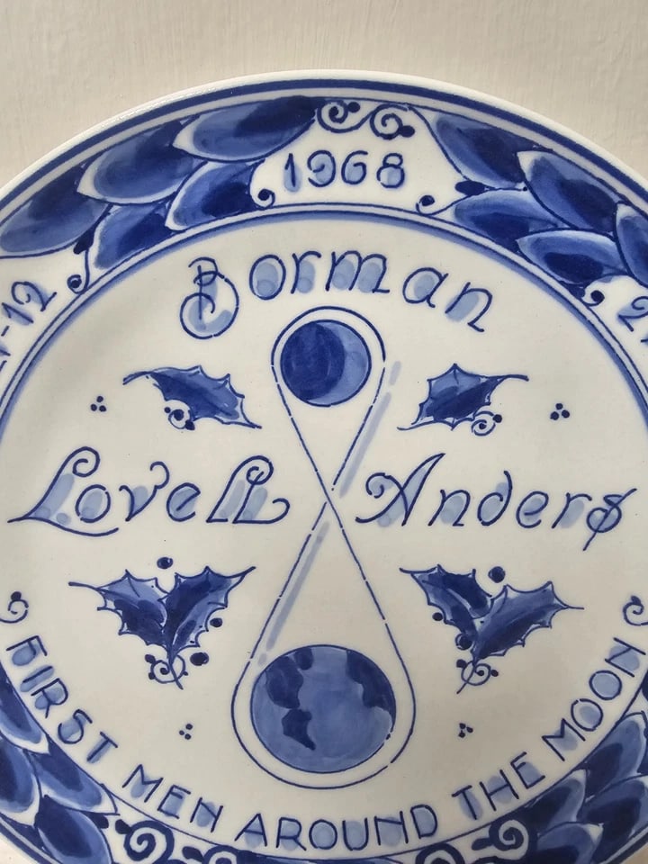 1968 Royal Delft Hand Painted First Men Around the Moon Delft Blue Plate - 3