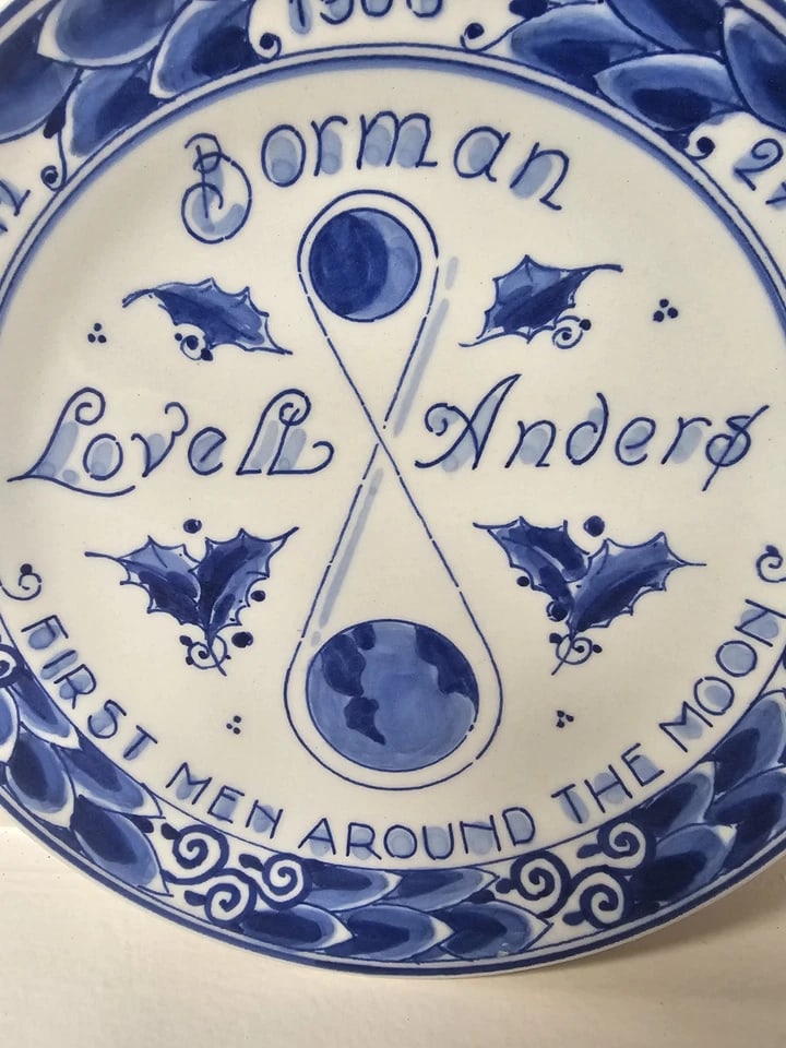 1968 Royal Delft Hand Painted First Men Around the Moon Delft Blue Plate - 5