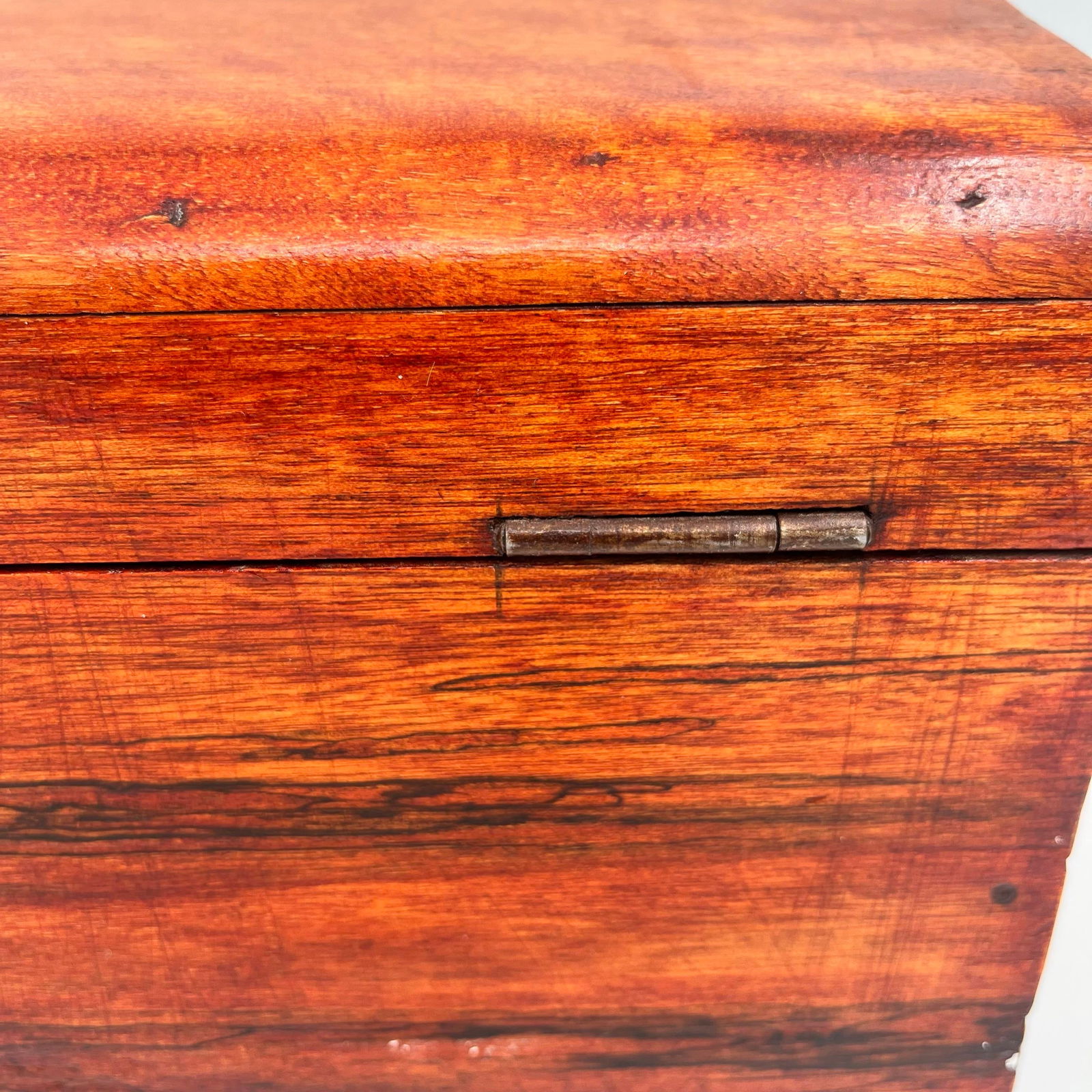 Early 20th Century Tiger Maple Rustic Footed Box With Domed Lid and Gold Tassel - 12