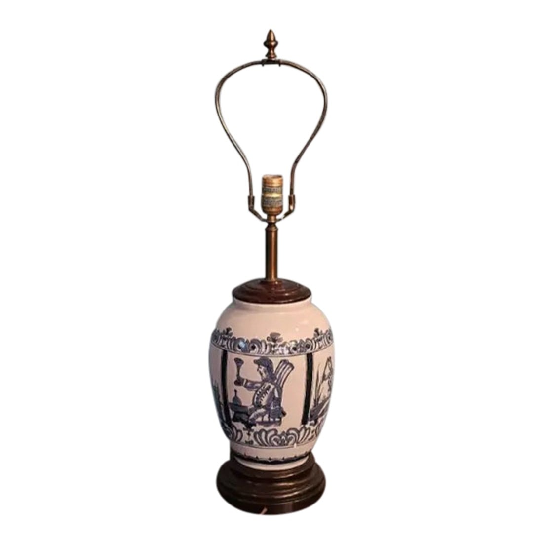 Late 20th Century Williamsburg Delft Large "London Jar" Vase Lamp Made by Oud in Holland L-6 (1 of 6)