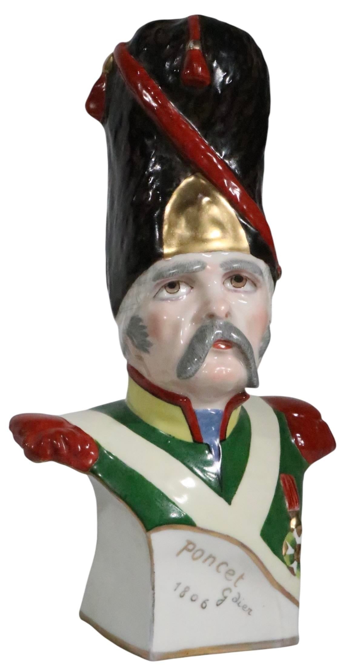 Porcelain Bust of Napoleonic General Marked Poncet 1806 G Dier With Cross Arrow Mark Poss. Sevres - 3