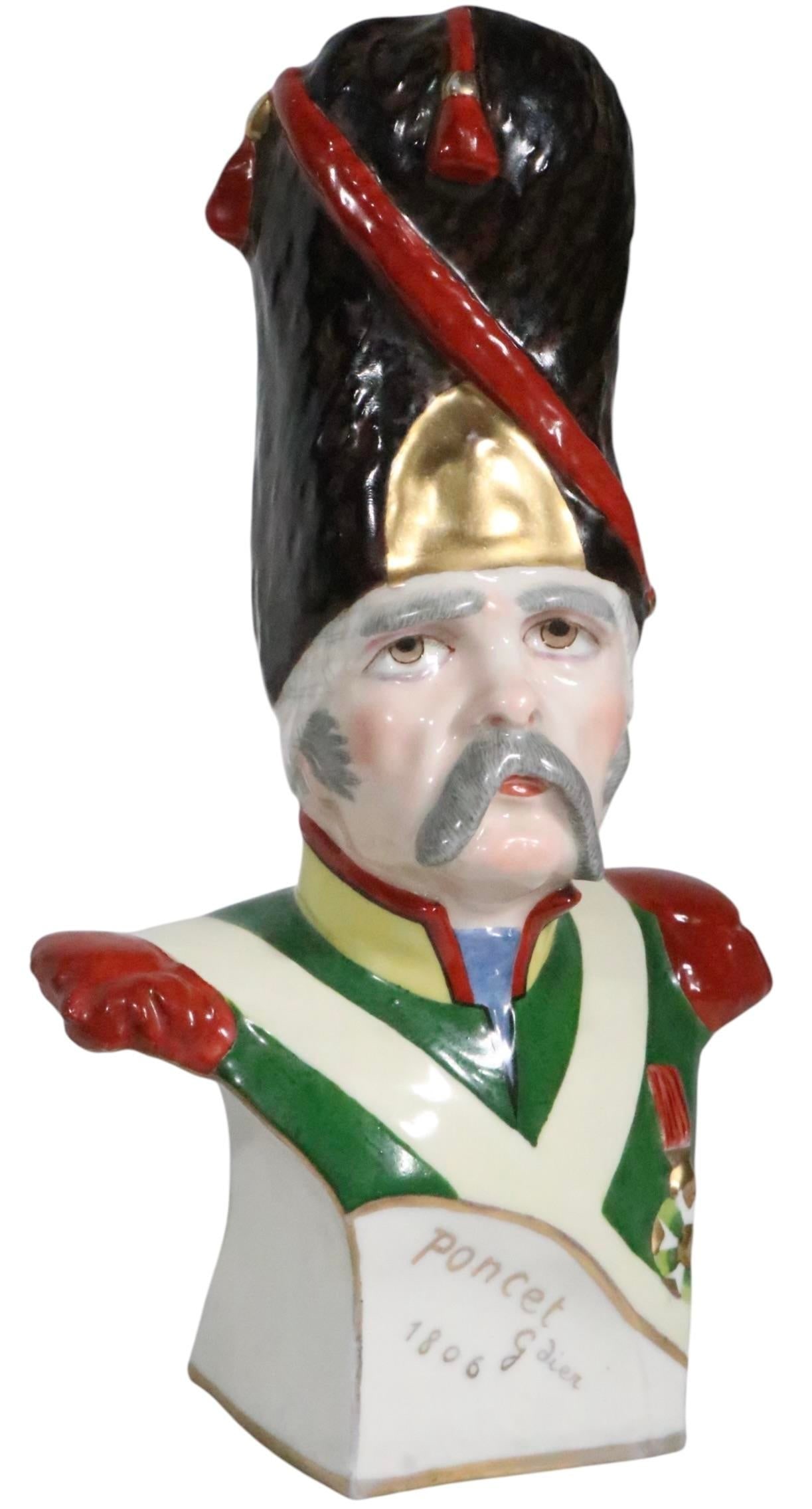 Porcelain Bust of Napoleonic General Marked Poncet 1806 G Dier With Cross Arrow Mark Poss. Sevres - 5