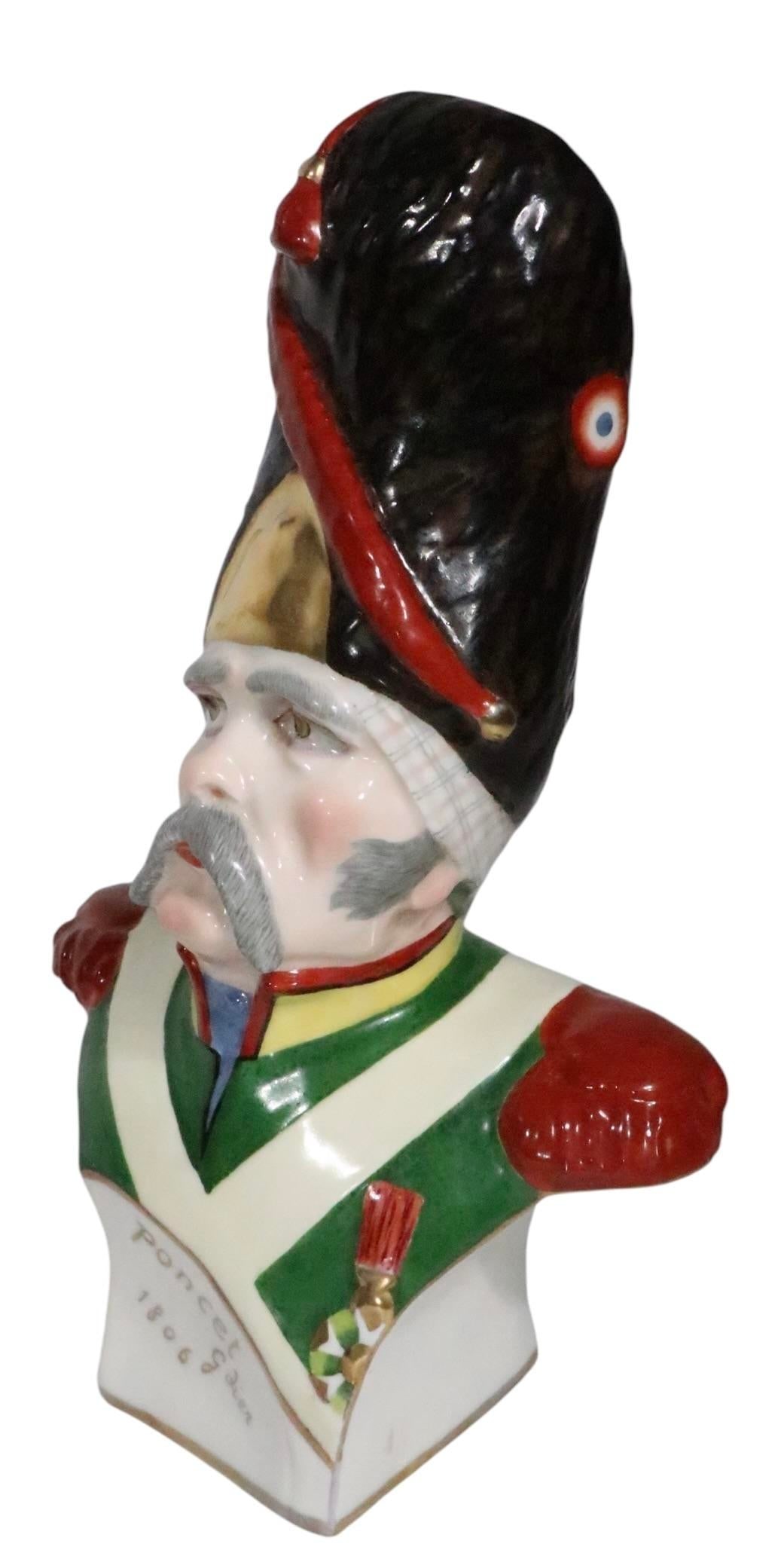 Porcelain Bust of Napoleonic General Marked Poncet 1806 G Dier With Cross Arrow Mark Poss. Sevres - 6