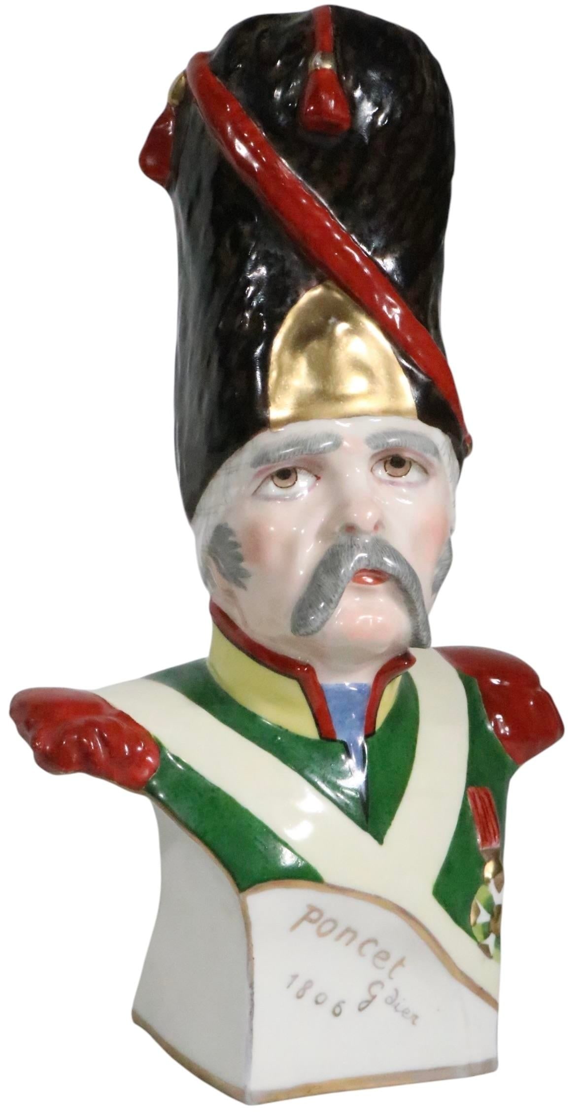 Porcelain Bust of Napoleonic General Marked Poncet 1806 G Dier With Cross Arrow Mark Poss. Sevres - 7