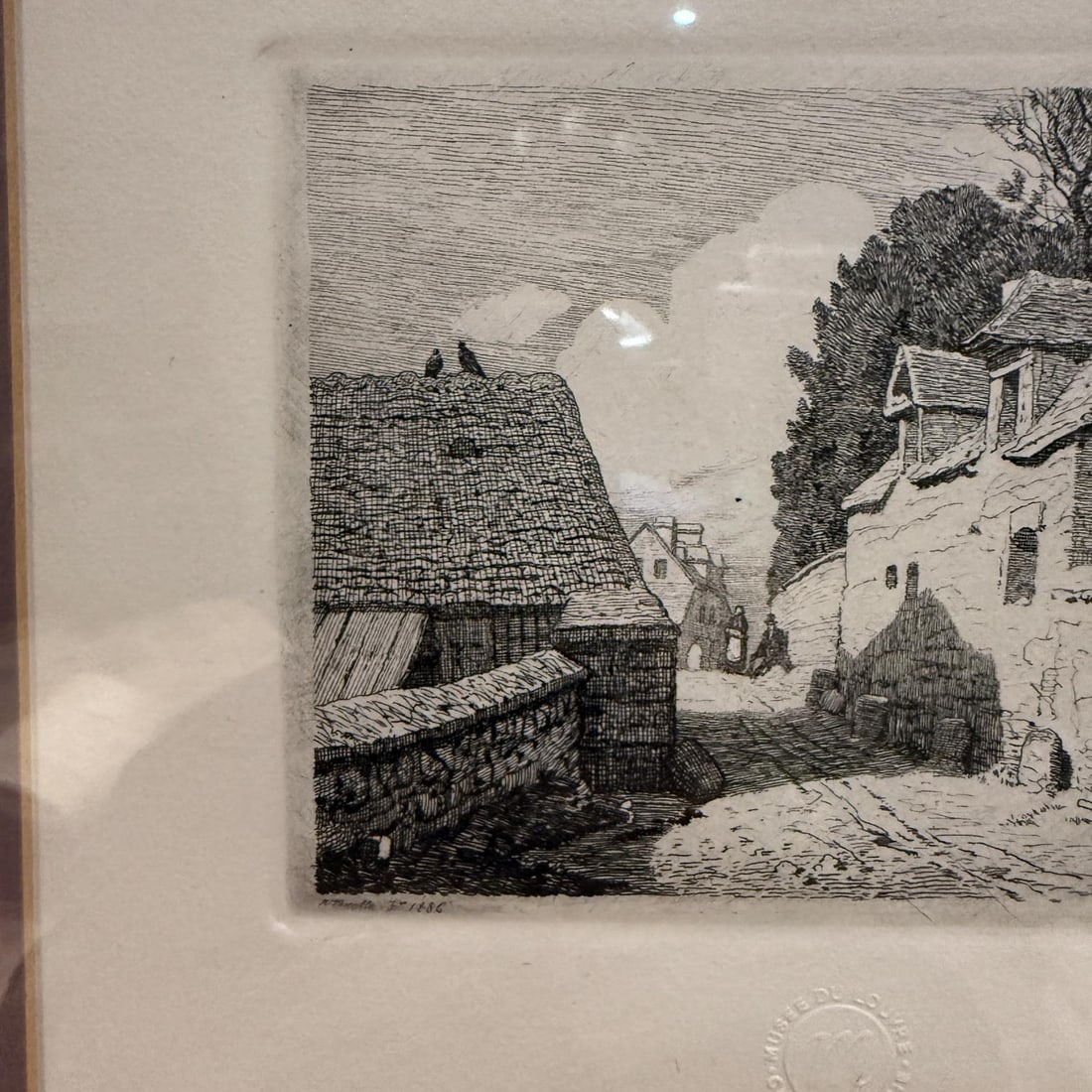 1886 Louvre Art Museum Etching Chalcographie Signed - 2