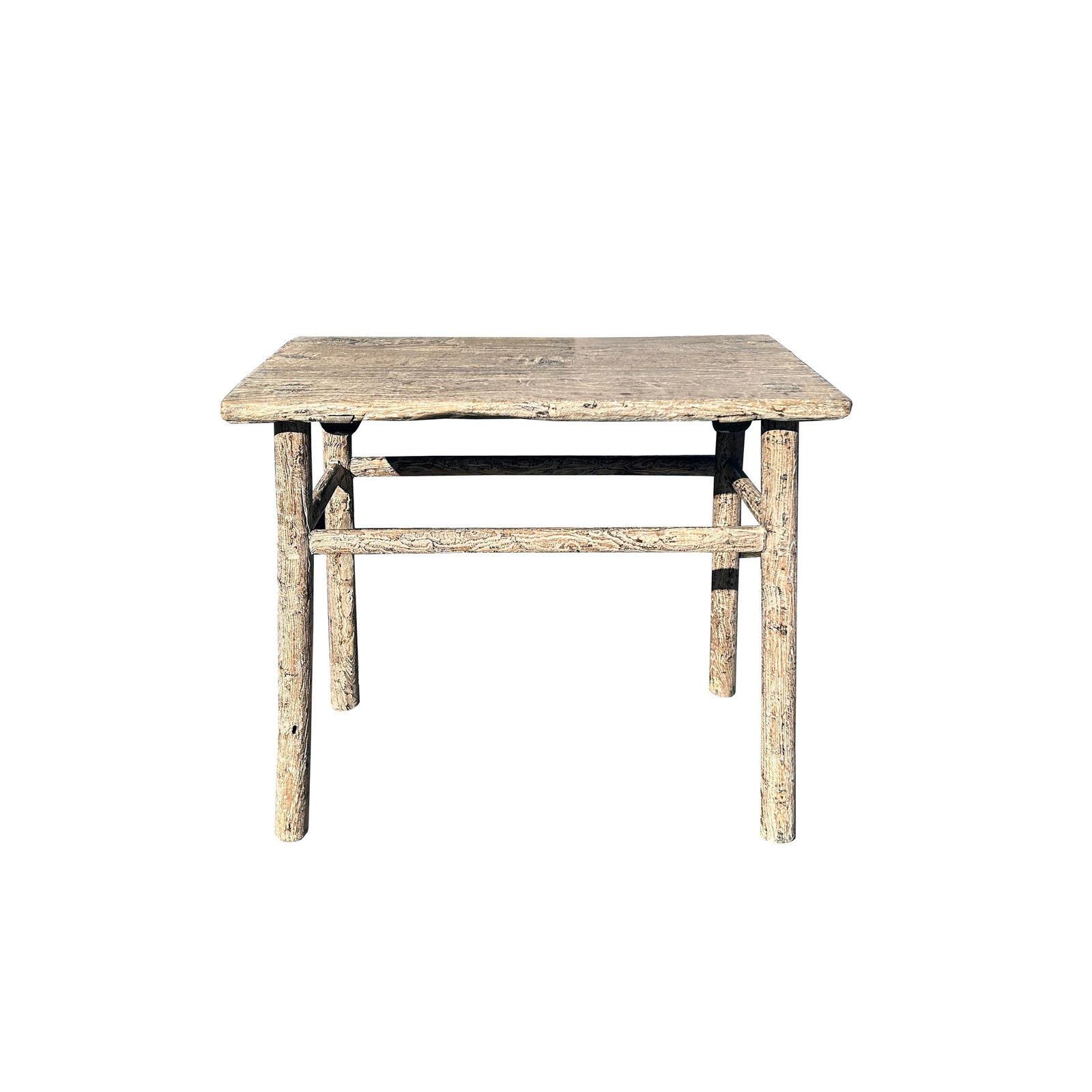 Rustic Raw Bleach White Wash Wood Rectangular Console Side Table - 3