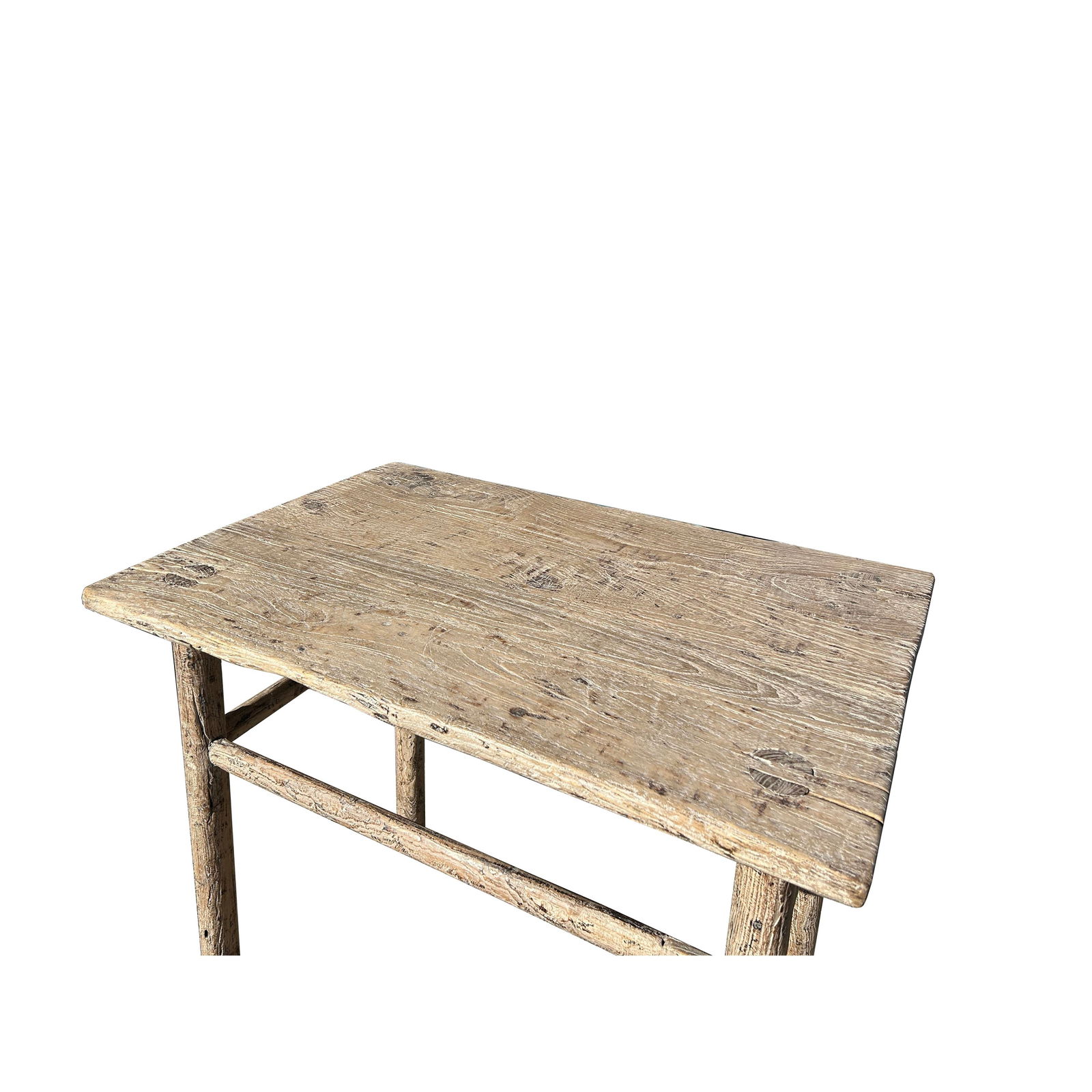 Rustic Raw Bleach White Wash Wood Rectangular Console Side Table - 5