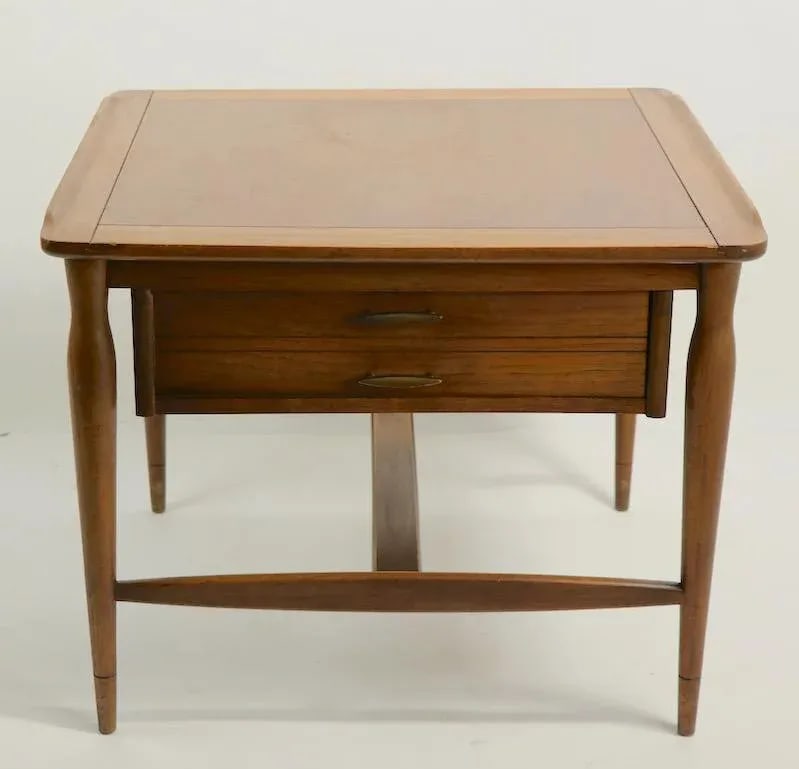 One Drawer Mid Century Table Attributed to Bassett - 12