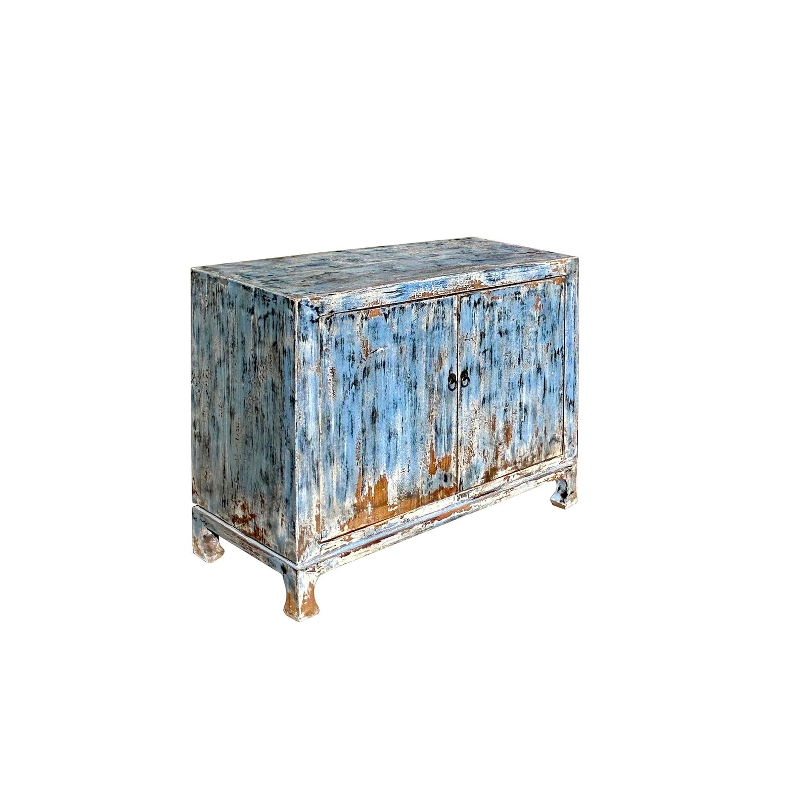 Distressed Blue 2 Doors Credenza Sideboard Console Table Cabinet - 2