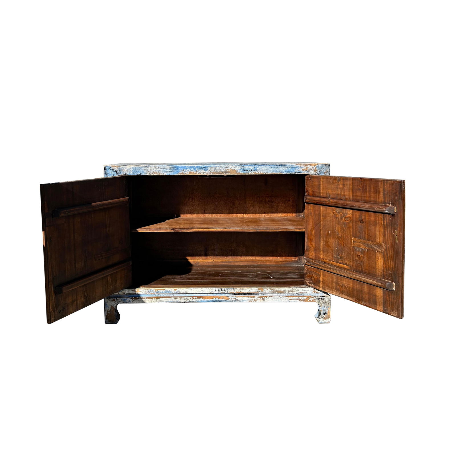 Distressed Blue 2 Doors Credenza Sideboard Console Table Cabinet - 3
