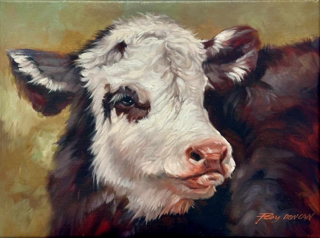 21st Century Handsome Cow, Oil on Canvas, Unframed (1 of 4)