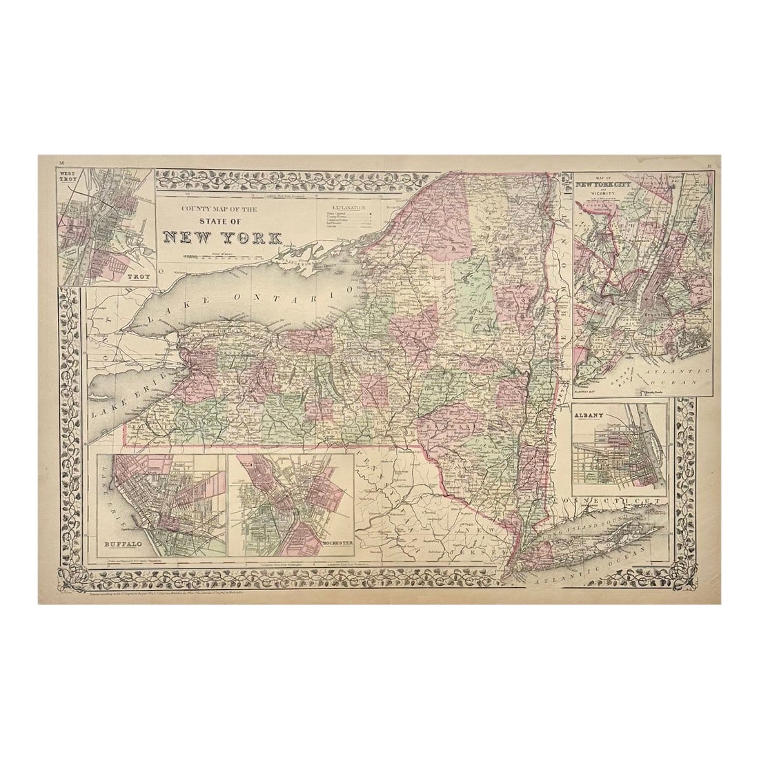 New York, Original Engraving by Samuel Mitchell, 1881 (1 of 4)