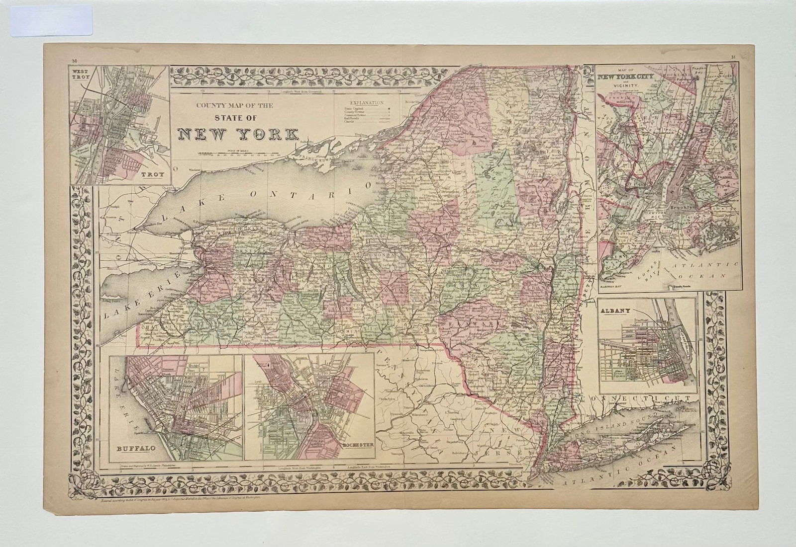 New York, Original Engraving by Samuel Mitchell, 1881 - 4