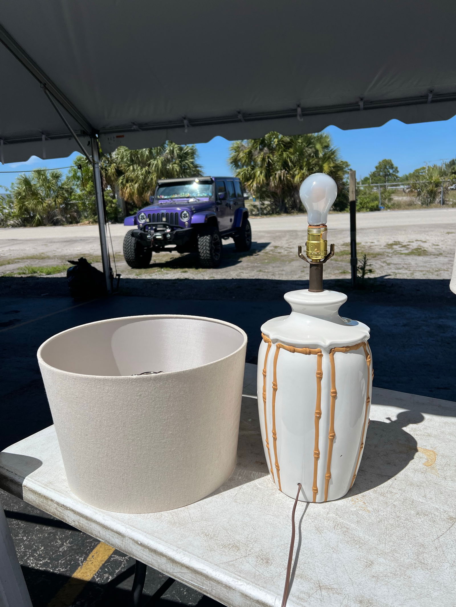 Vintage Ceramic Faux Bamboo Icing Lamps- Pair of 2 - 4