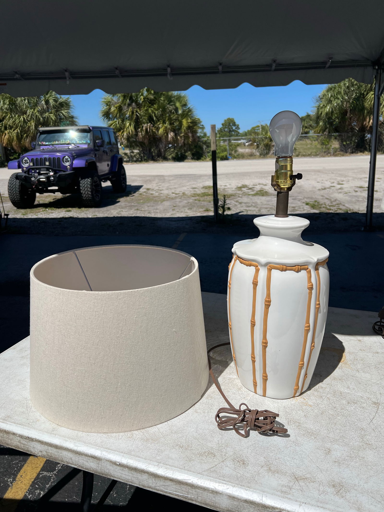 Vintage Ceramic Faux Bamboo Icing Lamps- Pair of 2 - 8