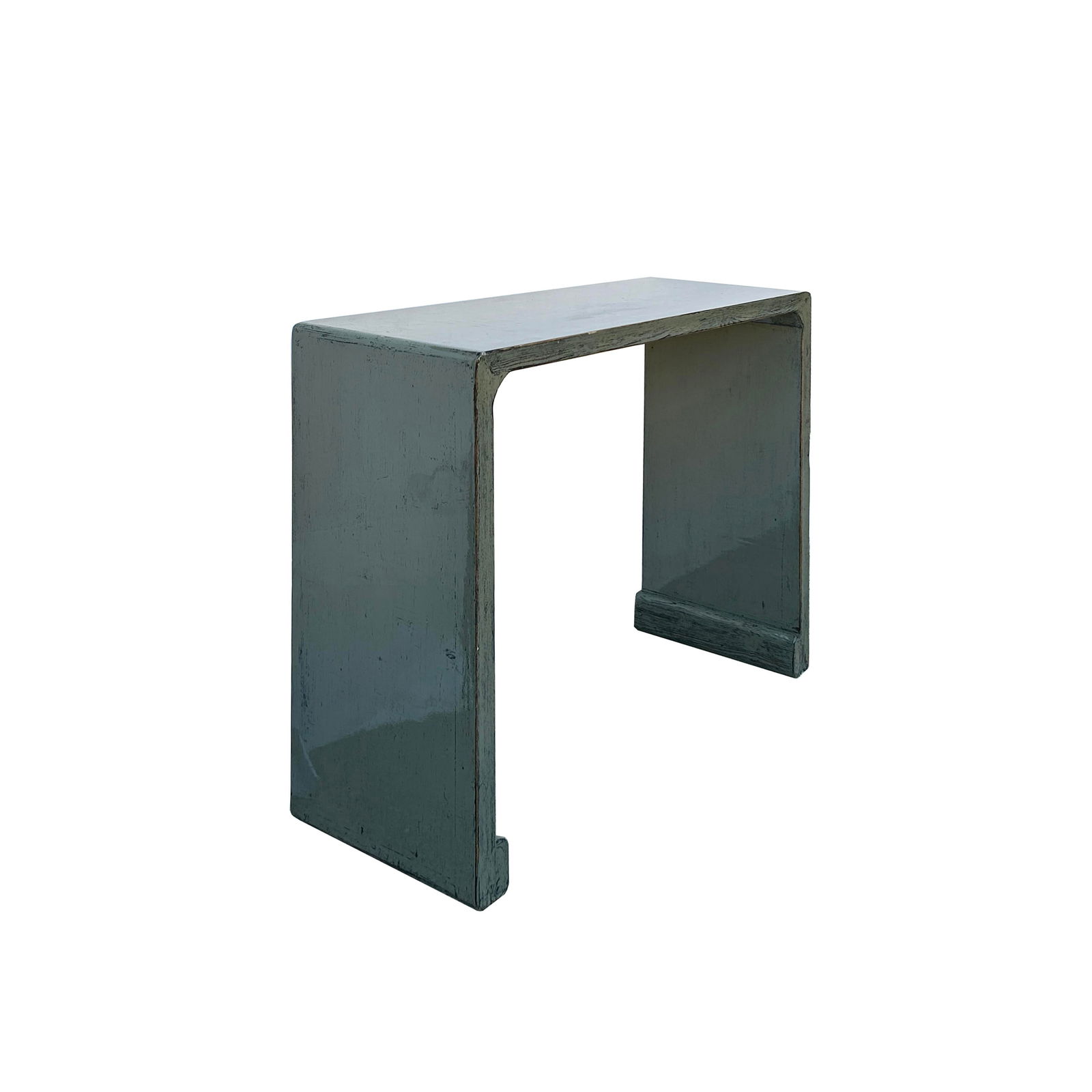 Minimalistic Gloss Gray Lacquer Rectangular Console Foyer Side Table - 2