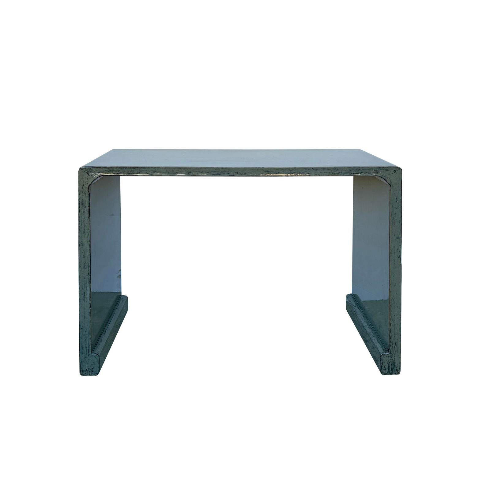 Minimalistic Gloss Gray Lacquer Rectangular Console Foyer Side Table - 3