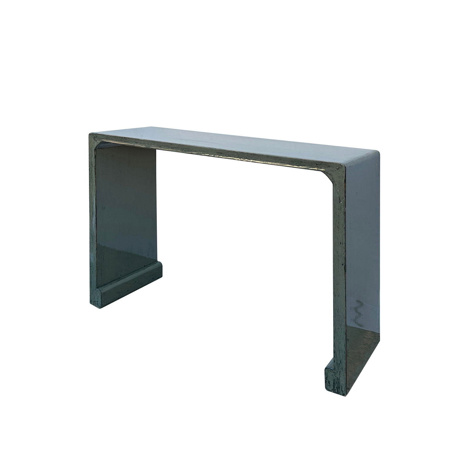 Minimalistic Gloss Gray Lacquer Rectangular Console Foyer Side Table - 4