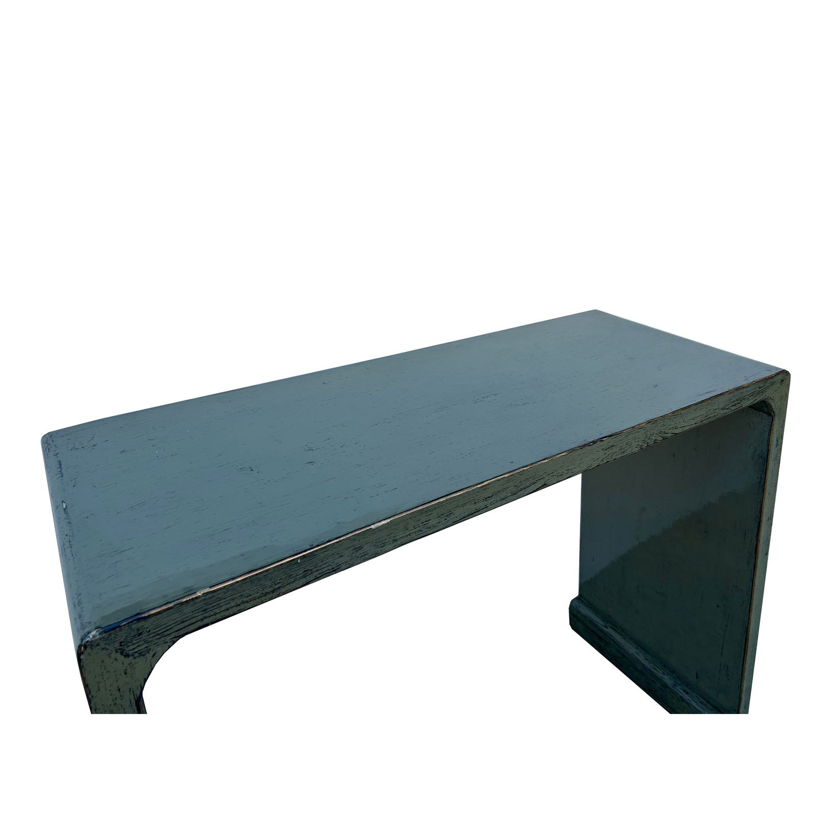 Minimalistic Gloss Gray Lacquer Rectangular Console Foyer Side Table - 6