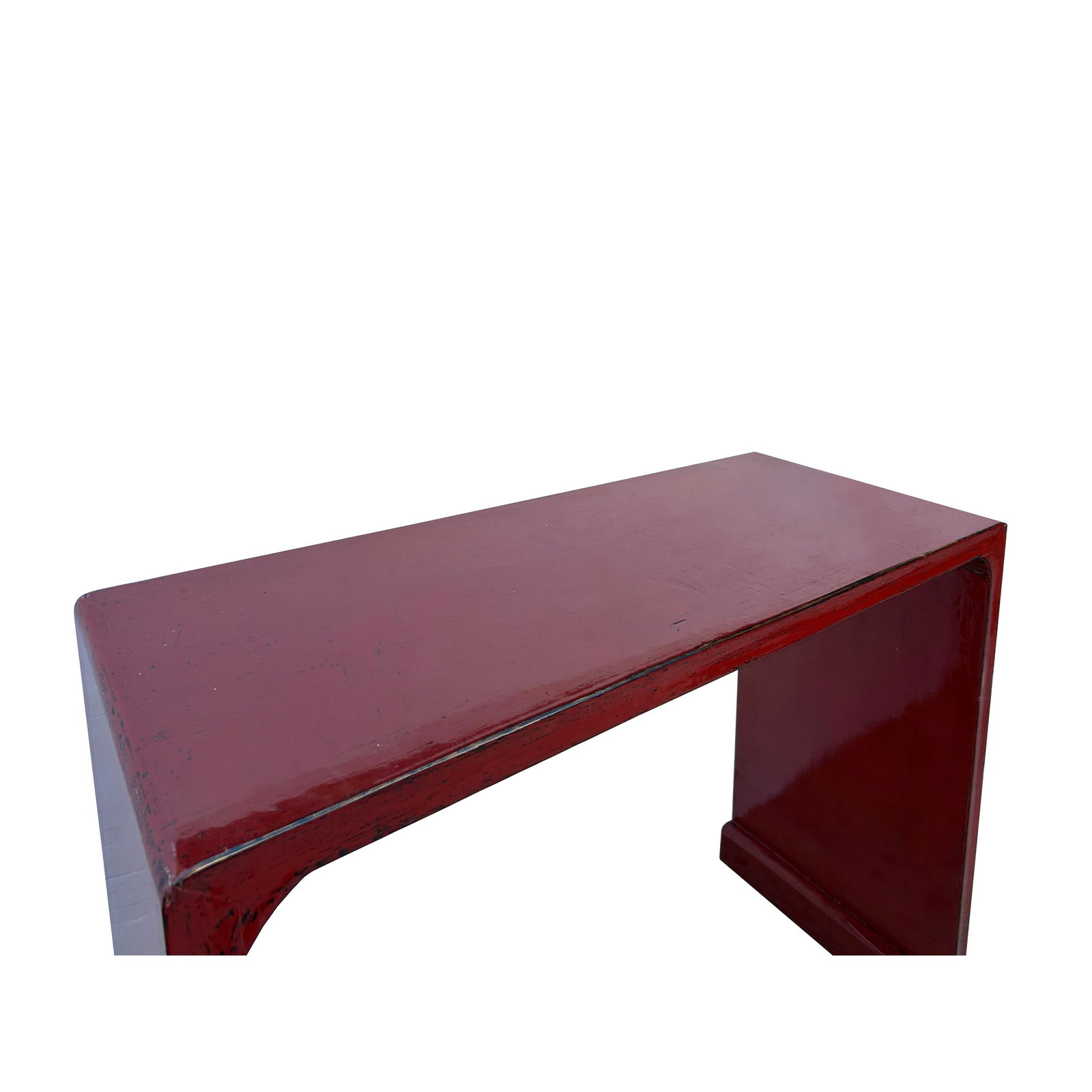 Gloss Brick Blood Red Lacquer Rectangular Console Foyer Side Table - 2
