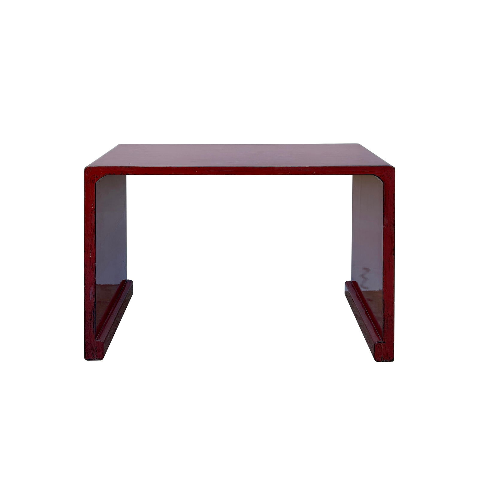 Gloss Brick Blood Red Lacquer Rectangular Console Foyer Side Table - 4