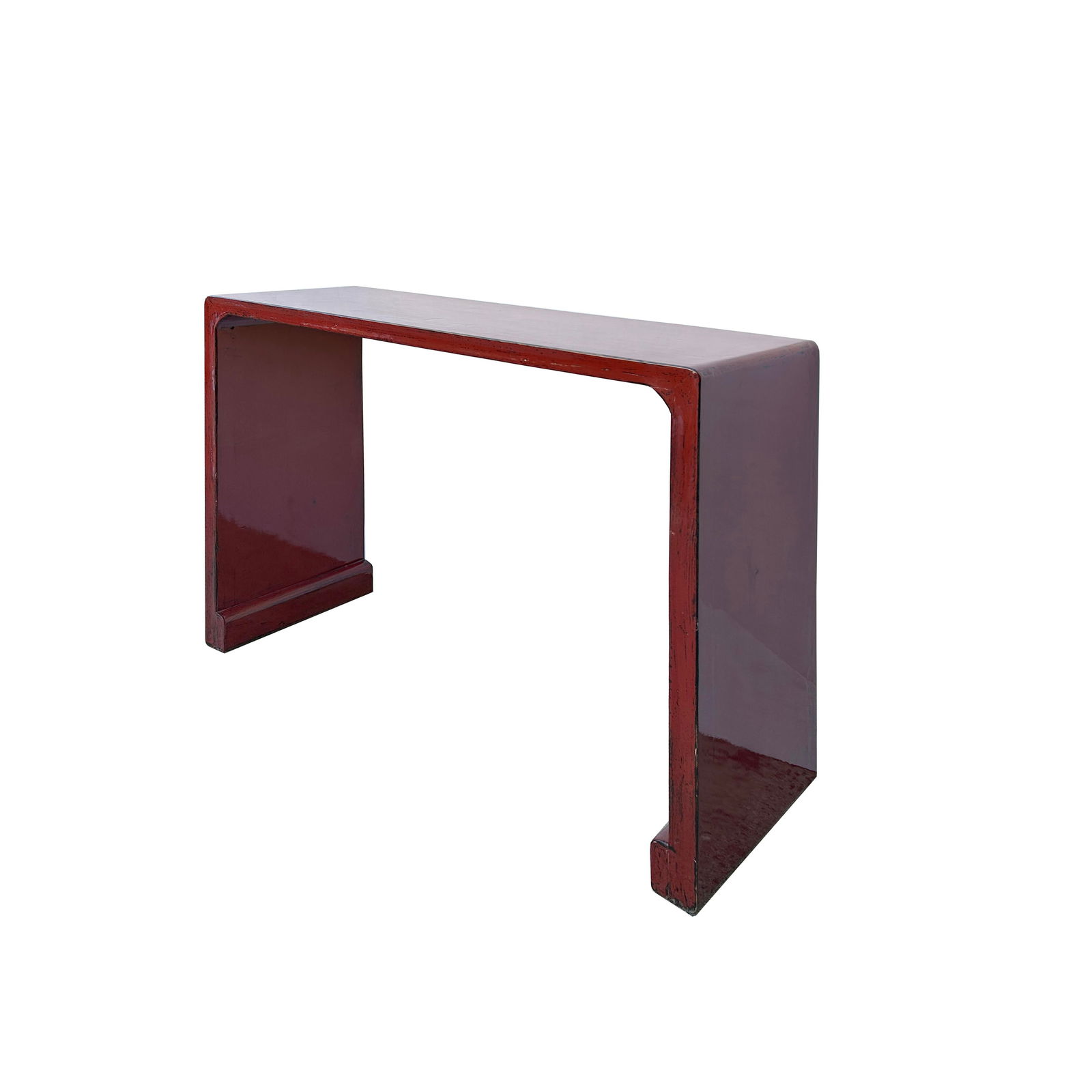 Gloss Brick Blood Red Lacquer Rectangular Console Foyer Side Table - 5