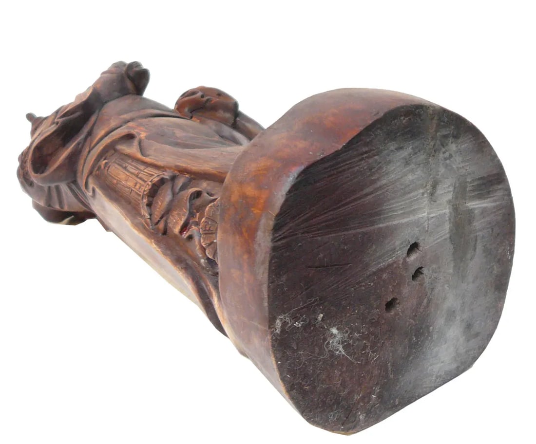 Vintage Chinese Carved Wood General Guan Figure - 8