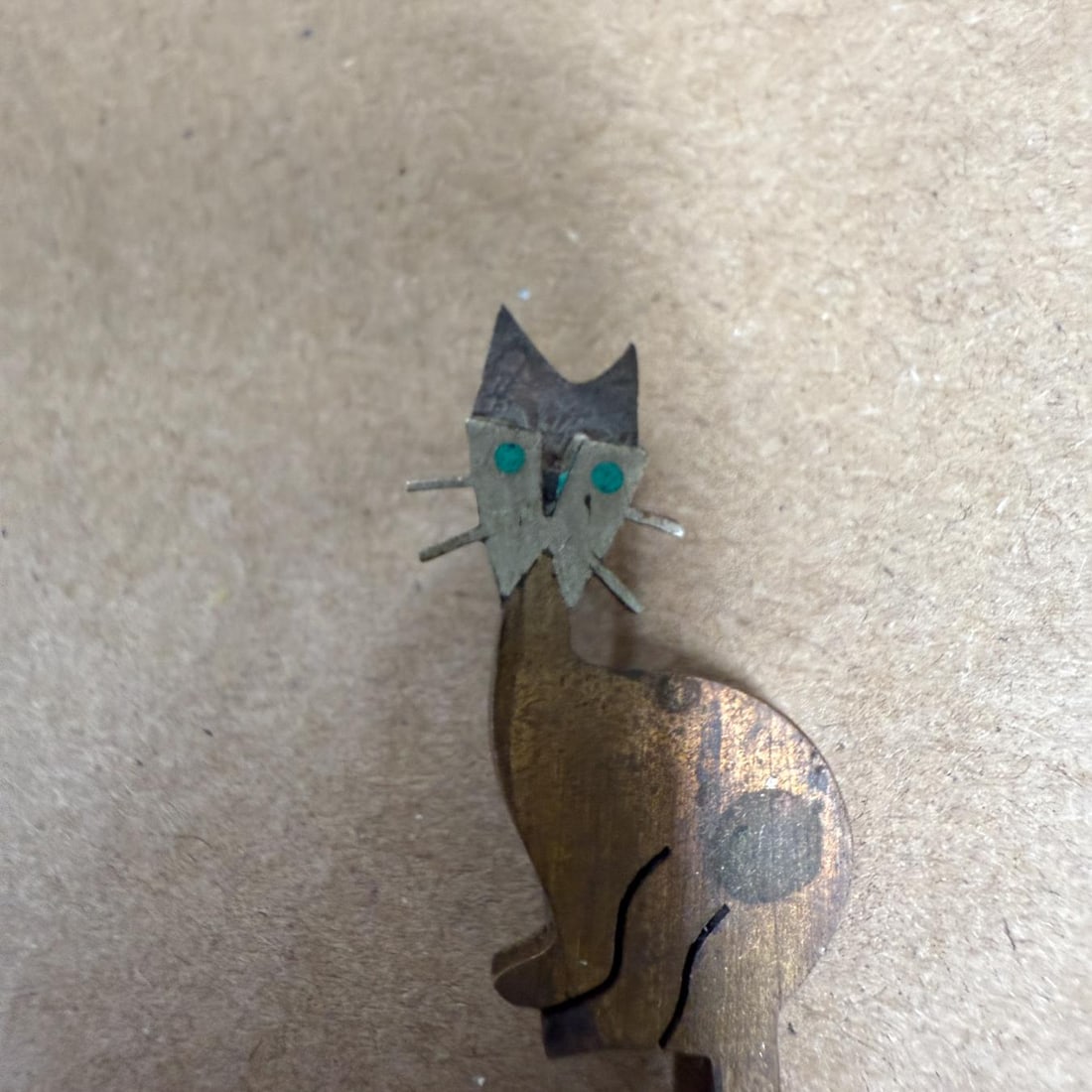 1950s Mixed Metal Cat Pin Chato Castillo Taxco - 11