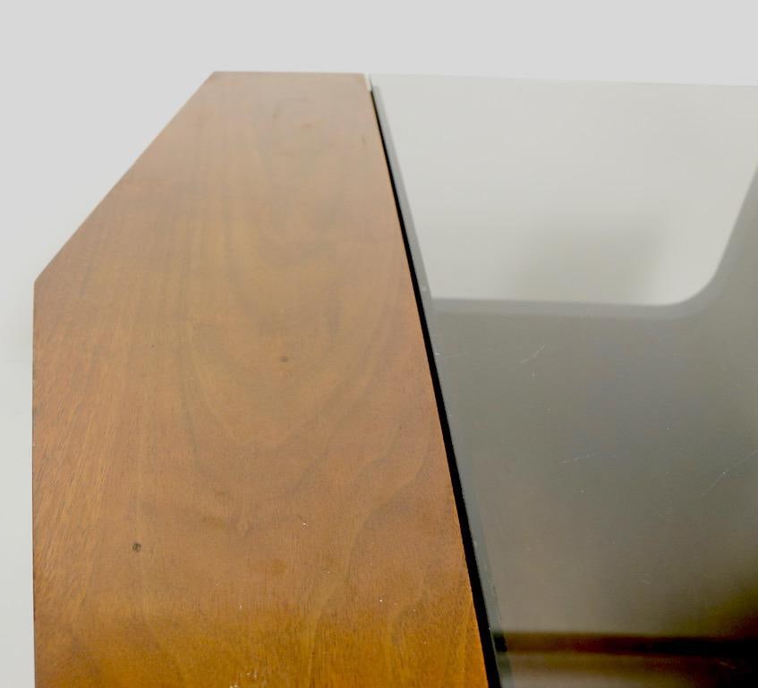 Mid Century Hexagonal Lane End Side Table With Smoked Glass Top - 6