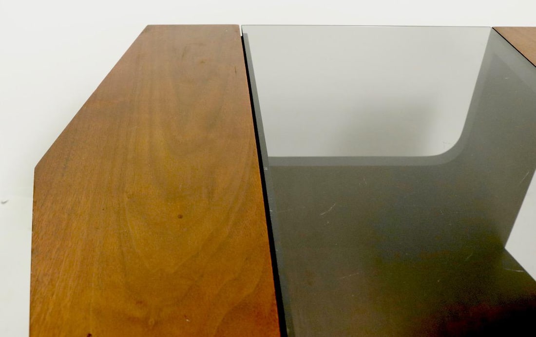 Mid Century Hexagonal Lane End Side Table With Smoked Glass Top - 7