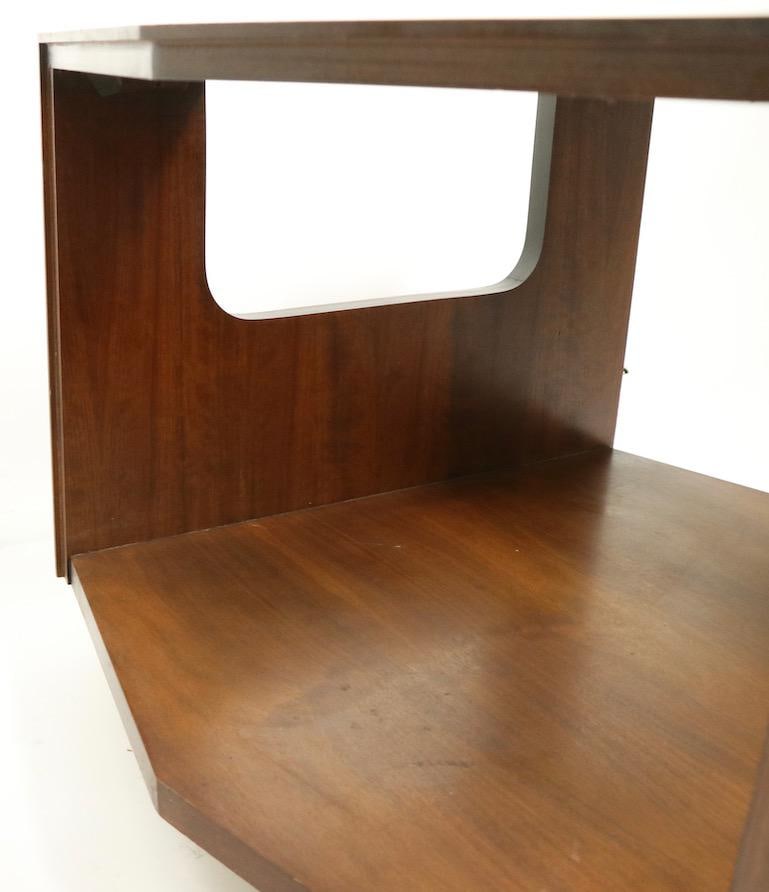 Mid Century Hexagonal Lane End Side Table With Smoked Glass Top - 8