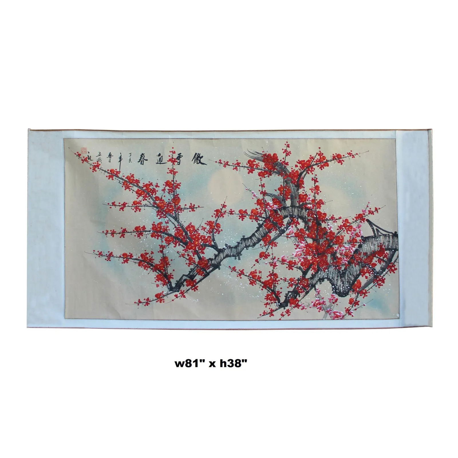 Chinese Color Ink Blossom Flower Horizontal Scroll Painting Wall Art - 5