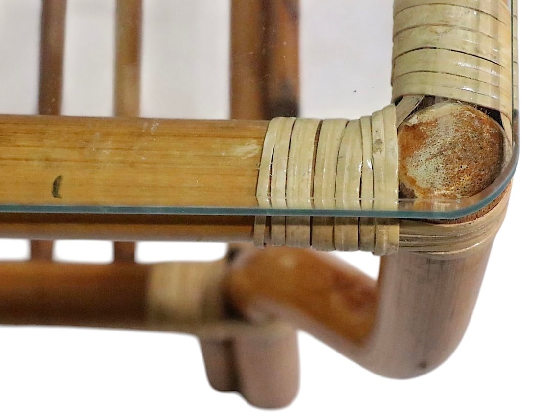 Pr. Mid Century Bamboo and Glass End Side Tables After Frankl - 3