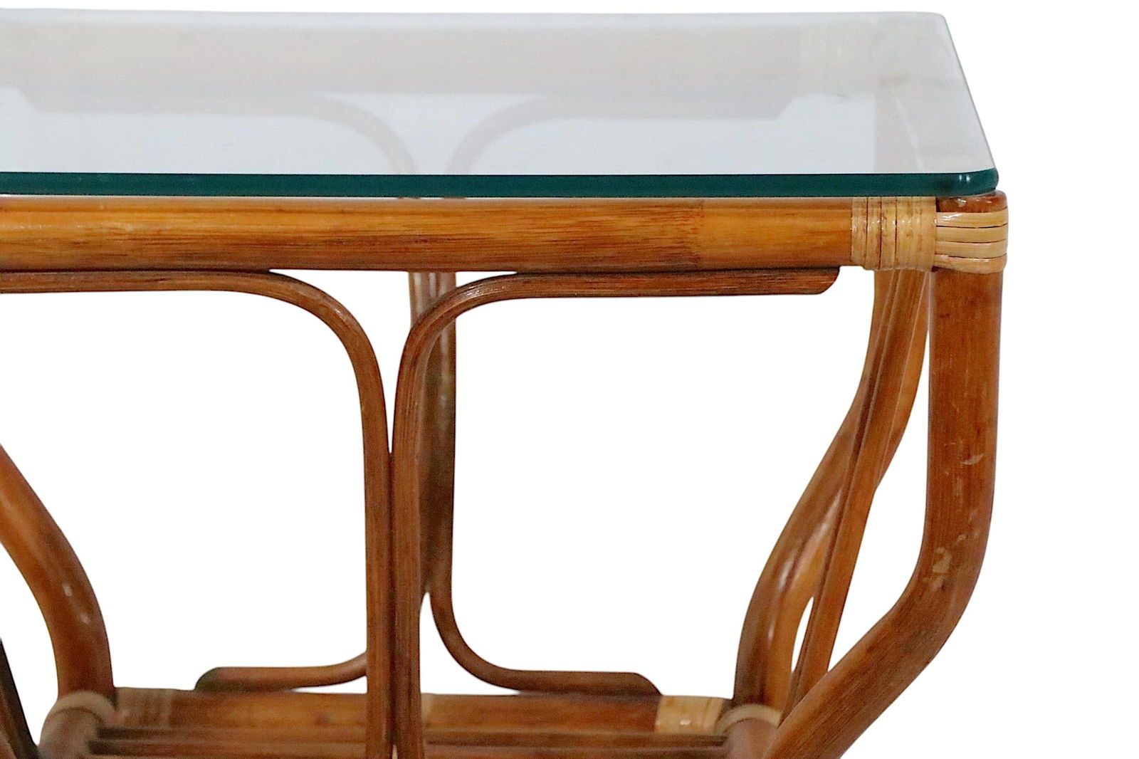 Pr. Mid Century Bamboo and Glass End Side Tables After Frankl - 5