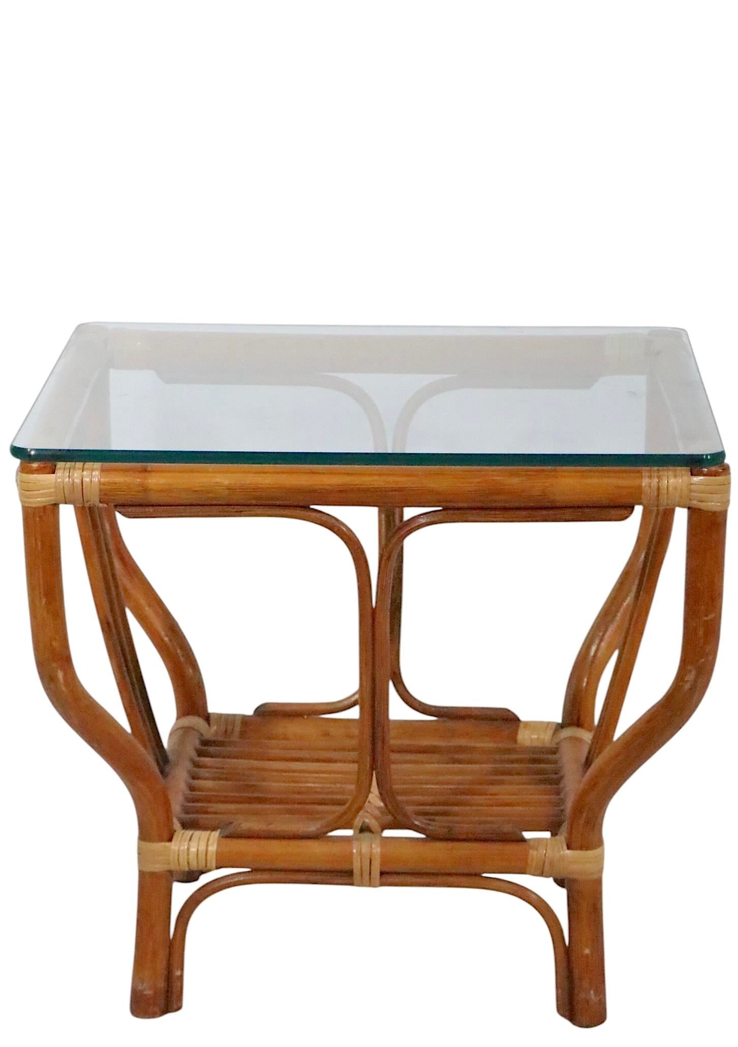 Pr. Mid Century Bamboo and Glass End Side Tables After Frankl - 8